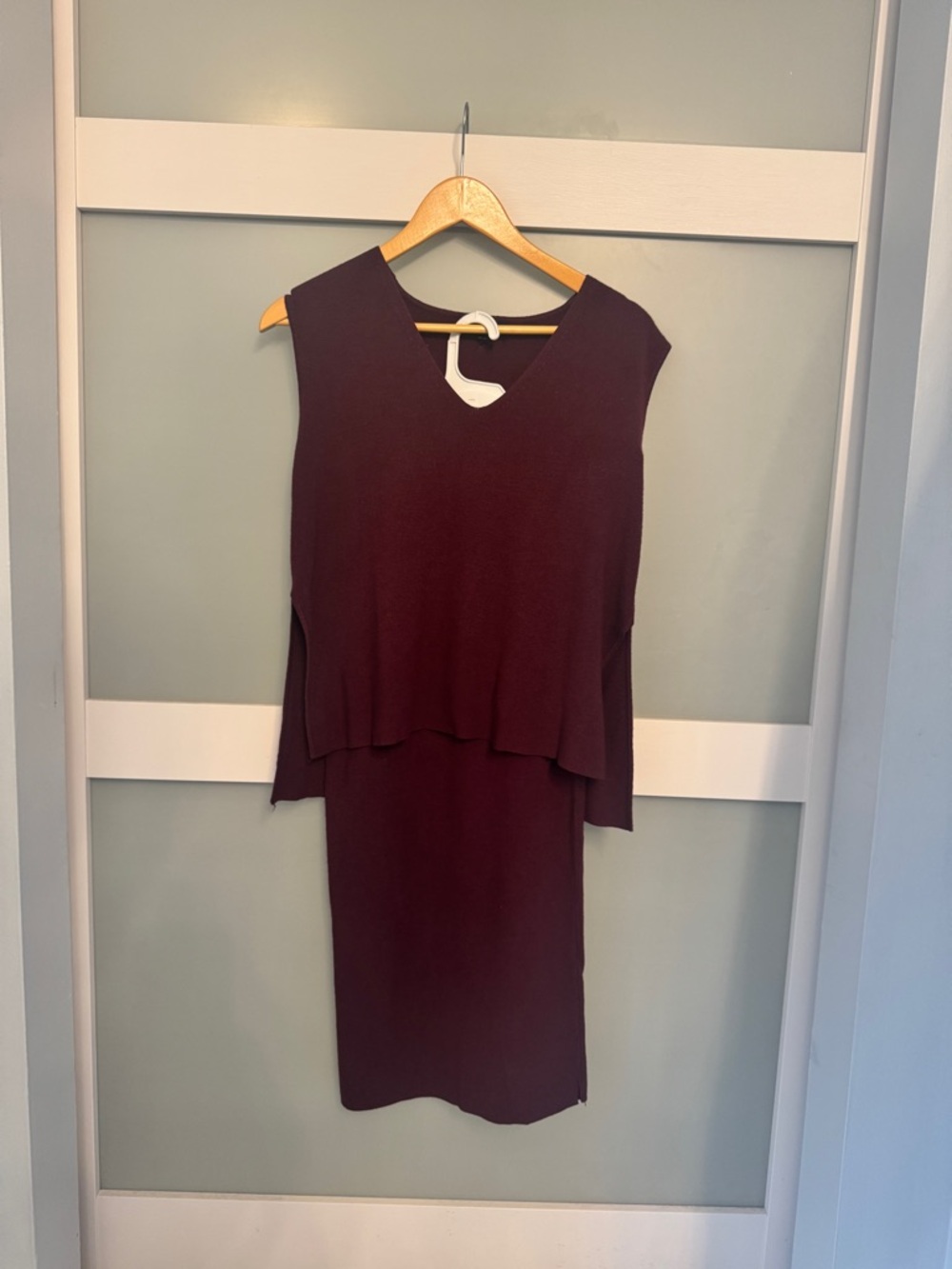 Sleeveless Knit Burgundy Top and Pencil Skirt Set